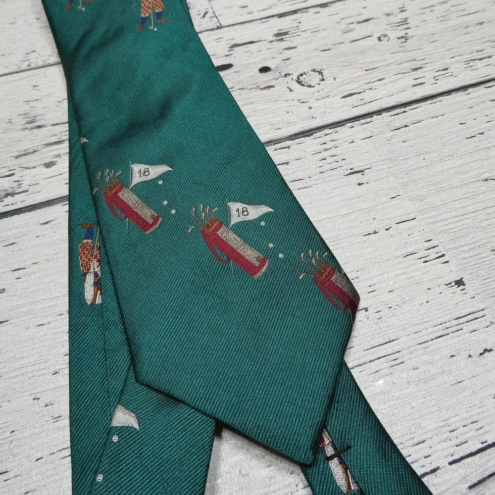 Woodward Tie Mens One Size Green Golf Golfer Bag Sports Novelty Necktie‎